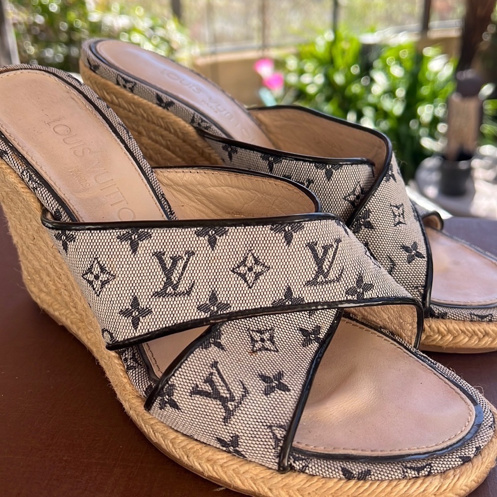 Louis Vuitton denim wedges